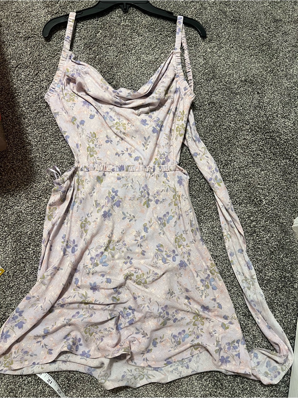 Sky to Moon Floral Lavender Cowl Neck Slip dress